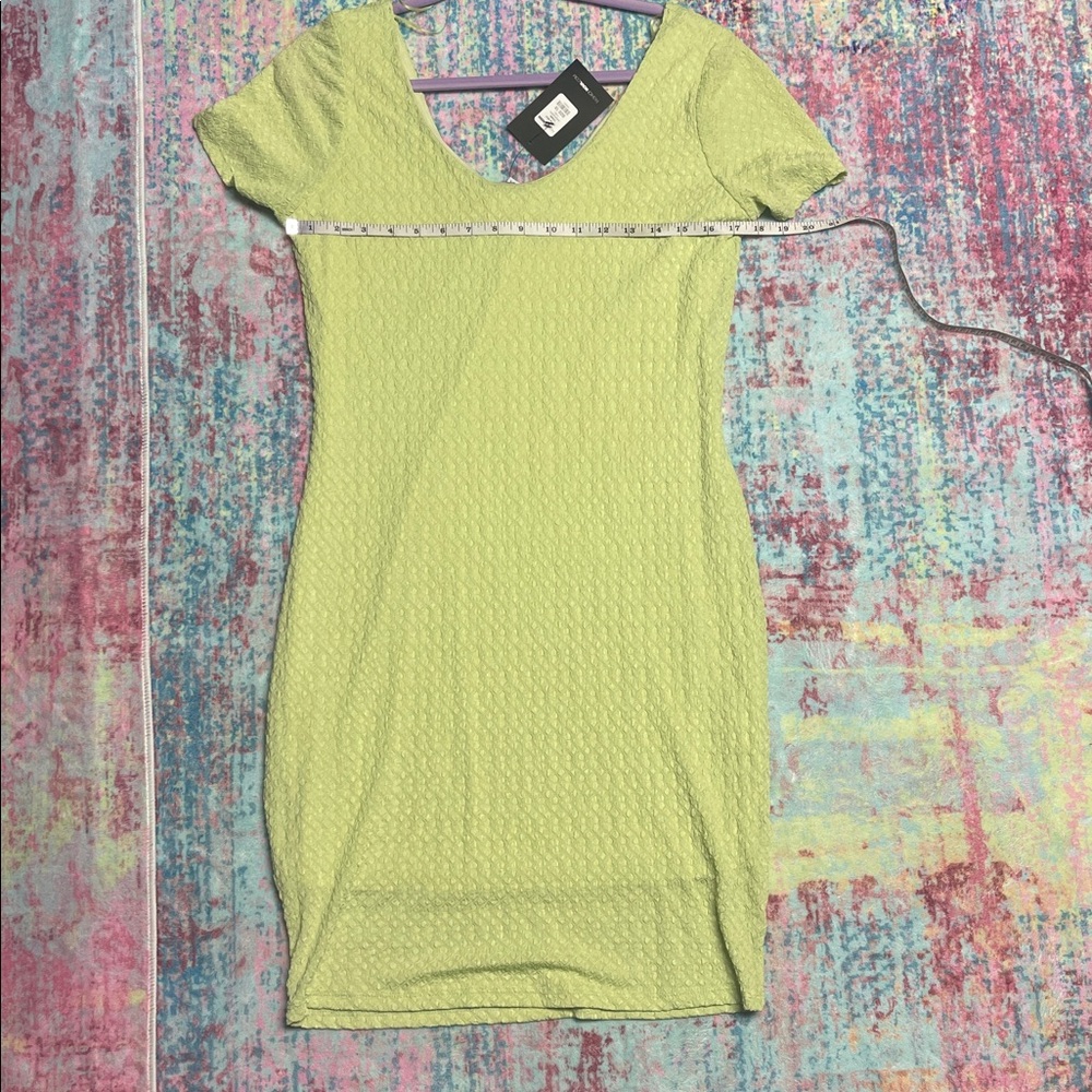 Fashion Nova Lime Green Textured Mini Dress